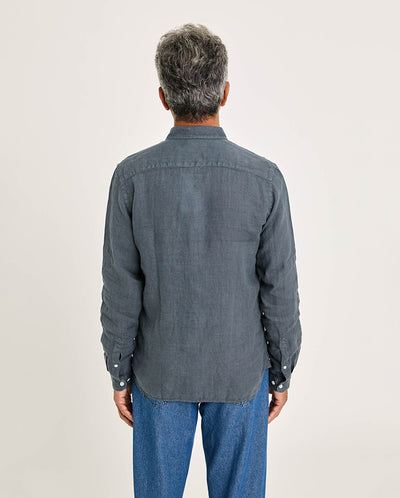 Branco Button Down Smoked Pearl Linen