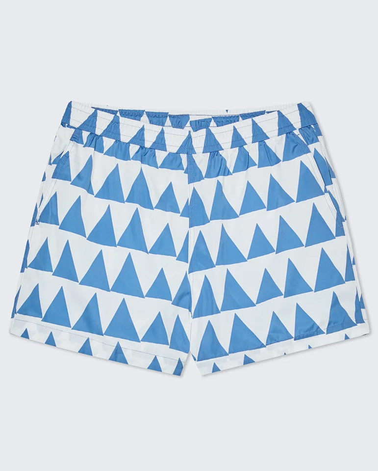 FONTES Swim Shorts - Indigo Triangles Pattern