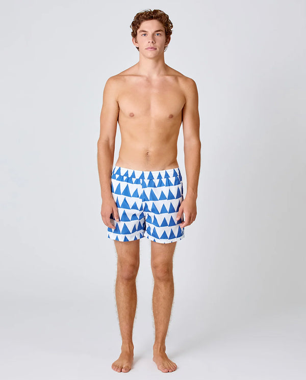 FONTES Swim Shorts - Indigo Triangles Pattern