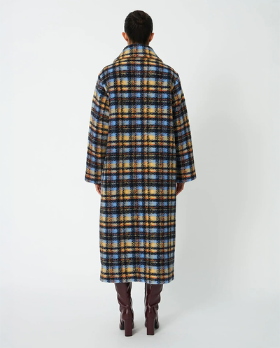 Long Wool Checked Coat - Multi Check