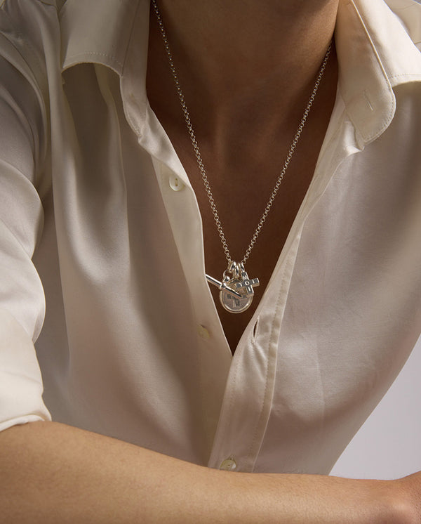 Silver Moi + Toi Cluster on Belcher Necklace