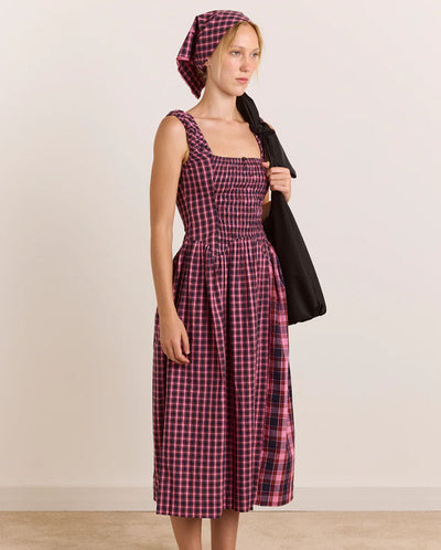 Molly Midi Dress - Magenta Check