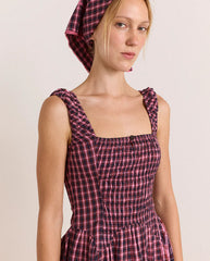 Molly Midi Dress - Magenta Check