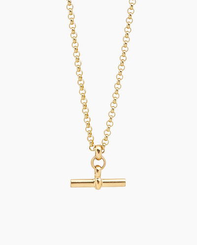 Medium Gold T-Bar On Chunky Belcher Chain - 80cm