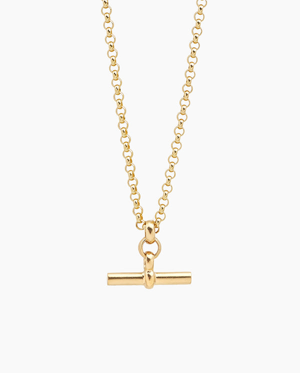 Medium Gold T-Bar On Chunky Belcher Chain - 80cm
