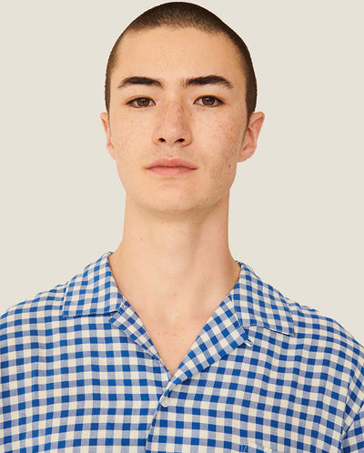 Malick Gingham Shirt Blue/Ecru