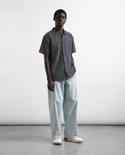Malick Shirt - Navy Yellow Stripe