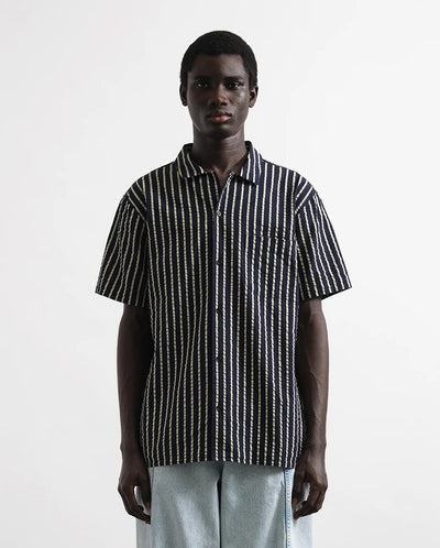 Malick Shirt - Navy Yellow Stripe