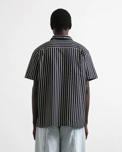 Malick Shirt - Navy Yellow Stripe