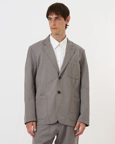 TWO BUTTON JACKET - MID GREY SLUB