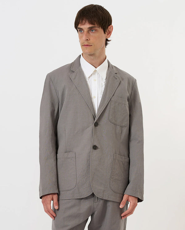 TWO BUTTON JACKET - MID GREY SLUB