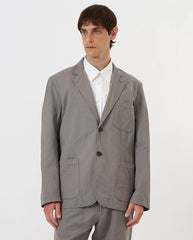 TWO BUTTON JACKET - MID GREY SLUB