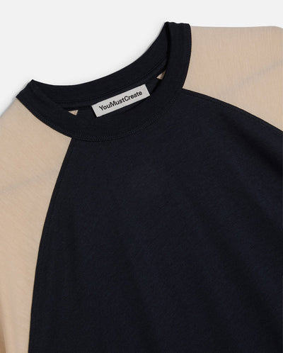 Triple Raglan Tee - Navy/Ecru