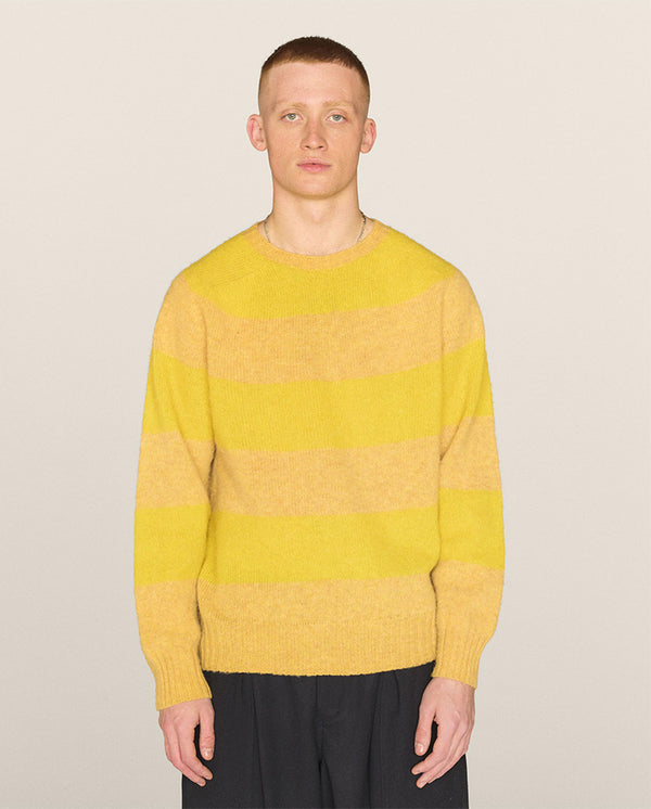 Suedehead Stripe Crew Knit Yellow/Sand