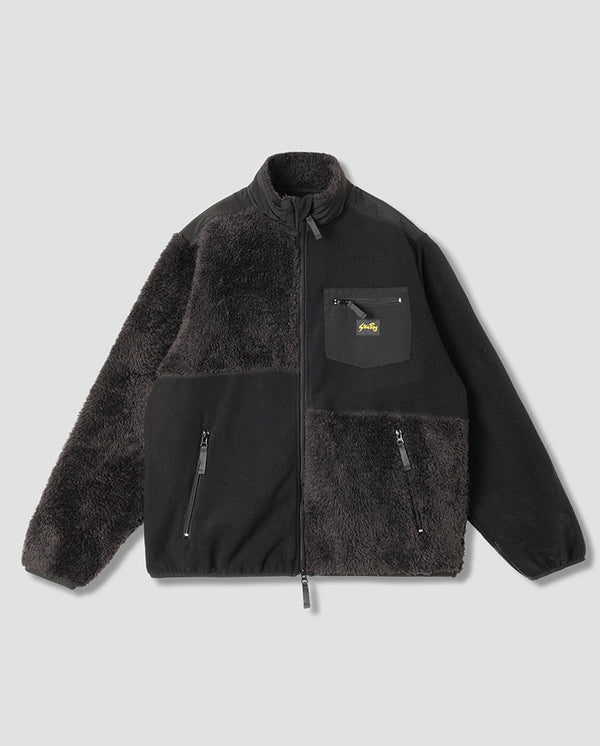 Patchwork Fleece Jacket BLACK
