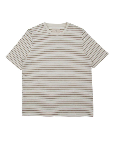 SS Textured Stripe Tee Tobacco Stripe