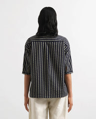 Marianne S/S Shirt - NAVY/YELLOW