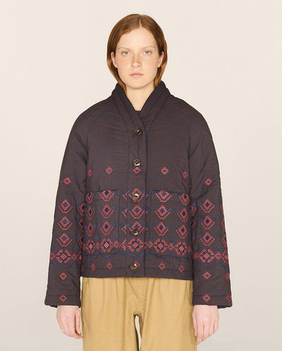 Erkin Gingham jacket Navy/Brown
