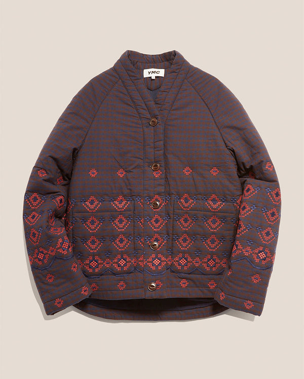 Erkin Gingham jacket Navy/Brown