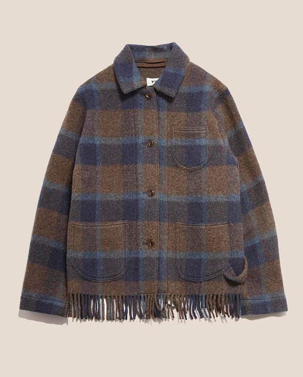 Blanket Fringed Chore Jacket Brown Multi