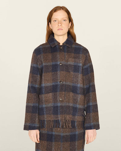Blanket Fringed Chore Jacket Brown Multi