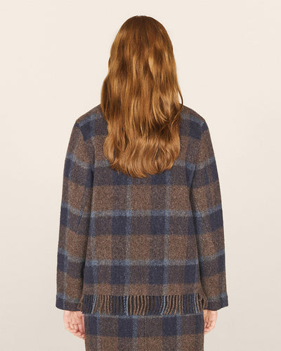 Blanket Fringed Chore Jacket Brown Multi
