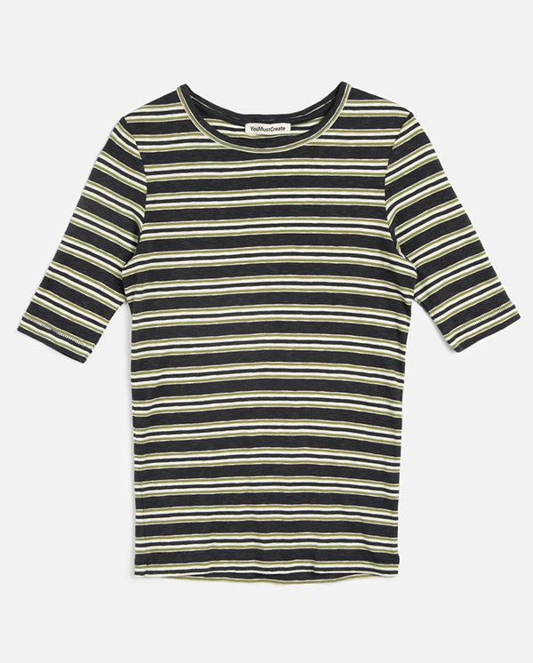 Charlotte S/S Stripe Tee BLACK MULTI