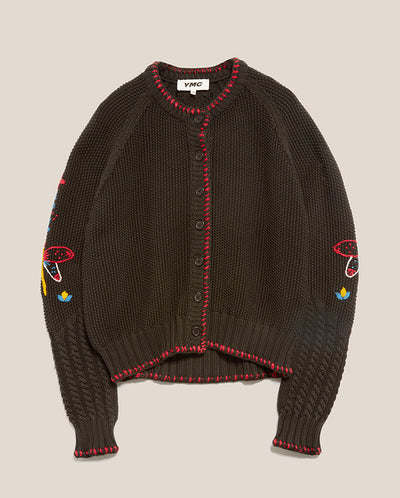 Lotus Embroidered Cardigan BLACK