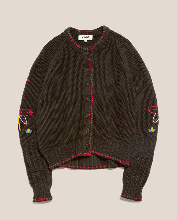 Lotus Embroidered Cardigan BLACK