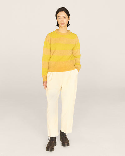Suedehead Stripe Crew Neck Yellow/Sand