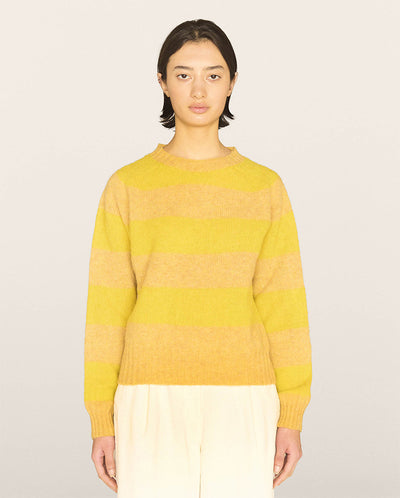 Suedehead Stripe Crew Neck Yellow/Sand