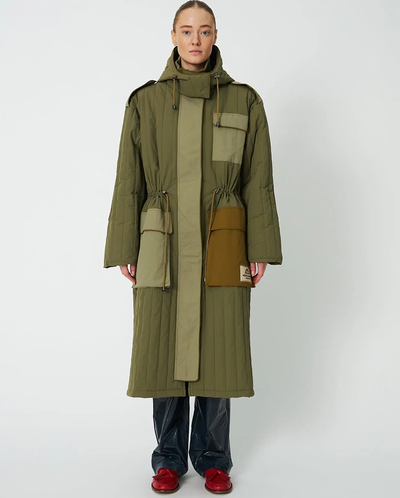 Quilted Parka Coat - Army