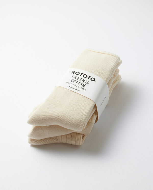 Daily 3 Pack Crew Socks ECRU