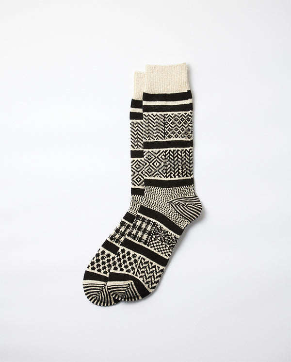 Multi Jacquard Socks Ivory / Black