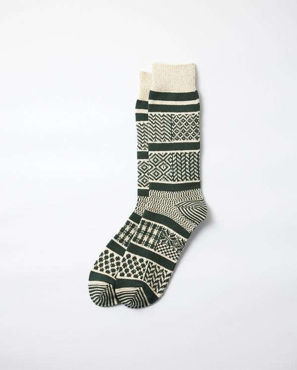 Multi Jacquard Socks Ivory / Green