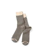 Checkerboard Pattern Socks - Black