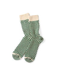 Check Pattern Socks - Beige/Green