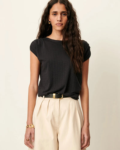 Sixto Jacquard Top - Moonless