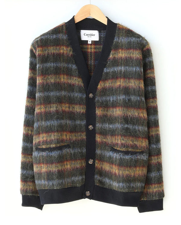 Plaid Alpaca Cardigan Army Plaid
