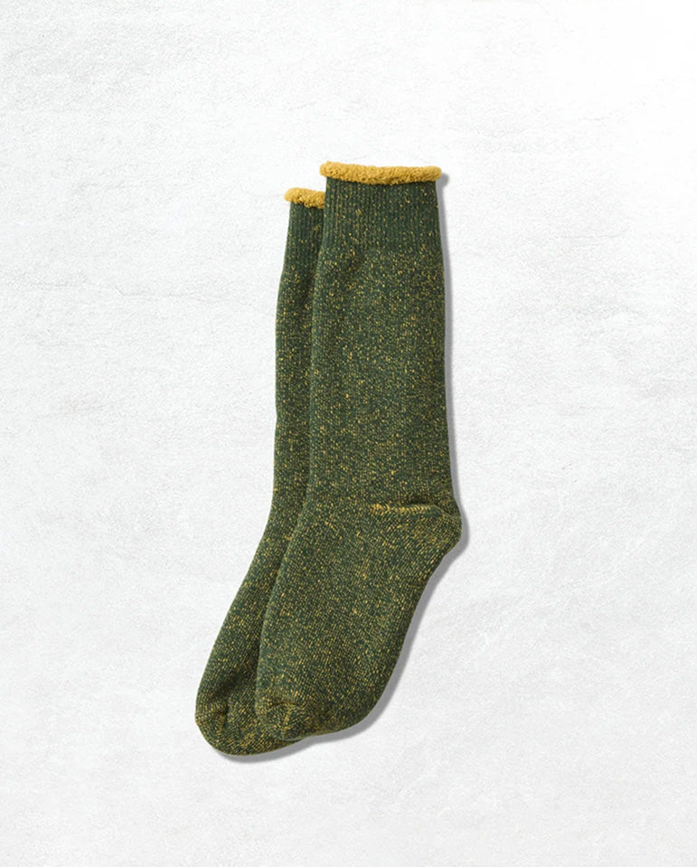 Riversible Pile Socks - Ivy Green / Yellow
