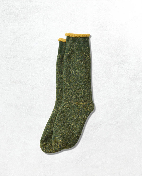 Riversible Pile Socks - Ivy Green / Yellow