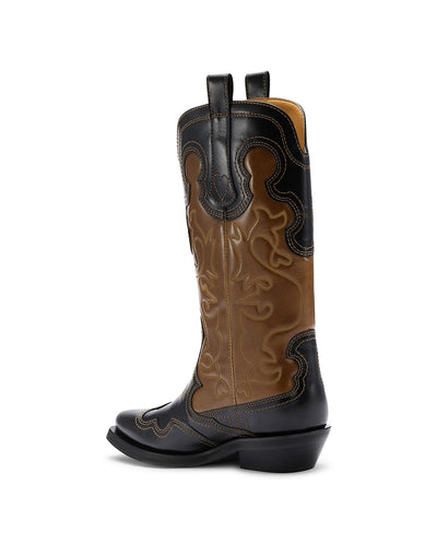 Bi-Colour Western Boot Black / Brown