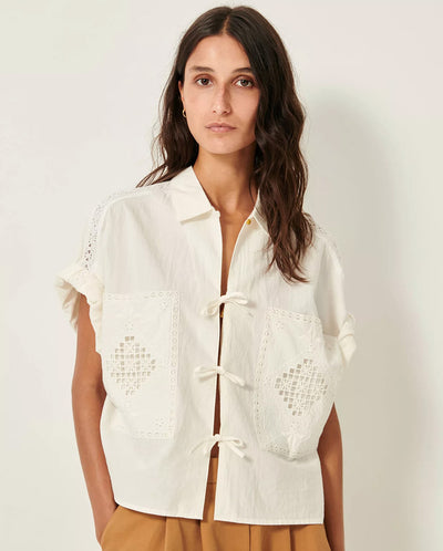 Dellani Embroidery Shirt Cream