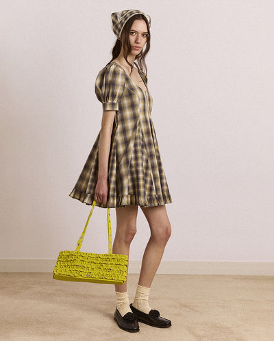 Sabina Mini Godet Dress - Cardamon Mix Check