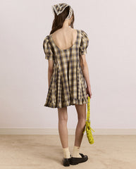 Sabina Mini Godet Dress - Cardamon Mix Check
