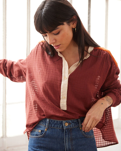 Lonnie Colour Block Blouse Marron Colour Block