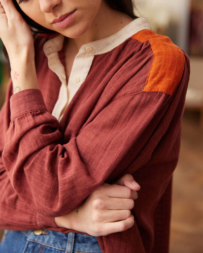 Lonnie Colour Block Blouse Marron Colour Block