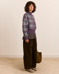 Saffy Merino Wool Cardigan - Brushed Check