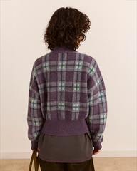 Saffy Merino Wool Cardigan - Brushed Check