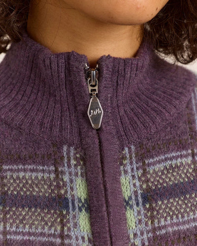 Saffy Merino Wool Cardigan - Brushed Check